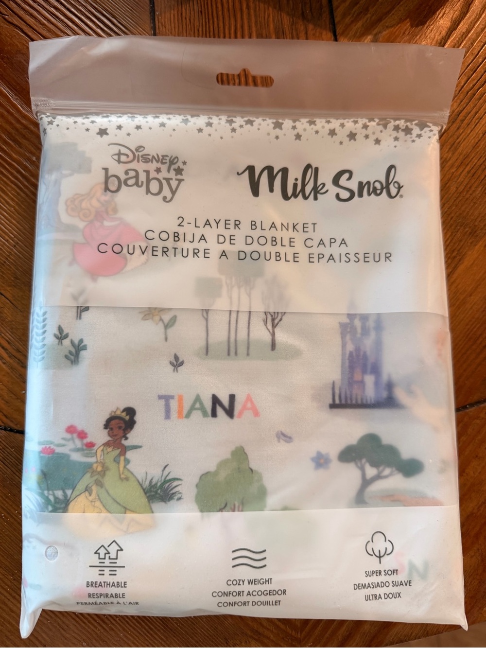 Disney Baby x Milk Snob Tiana 2-Layer Baby Blanket - White with Multicolor Print
